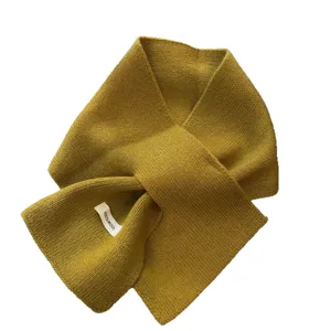 Sciarpa incrociata in maglia 100% lana donna inverno calda monocolor collo morbido