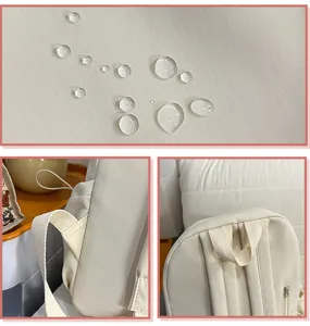 Vue détaillée du sac à dos en toile imperméable avec sangles solides et fermetures robustes.