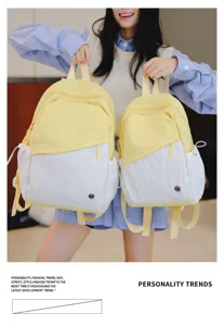 Set zaino bicolore stile coreano, borsa scolastica casual per studenti per uso quotidiano.