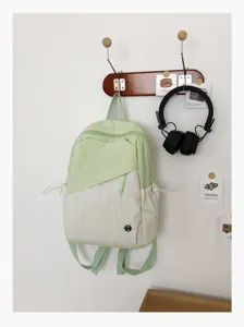 Zaino casual colorblock stile coreano da donna, borsa da viaggio leggera e zainetto scolastico.