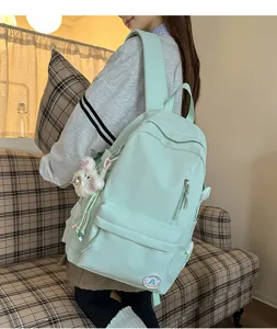 Korean style candy color school backpack for students, lightweight casual daily daypack.