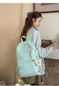 Candy color sweet style student school bag lightweight canvas backpack detail view chic