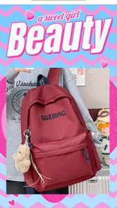 Japanese ins style embroidered backpack women minimalist school rucksack for teen girls