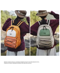 Stylish outdoor backpack with multi-pocket design, ideal for daily travel and sports activities.