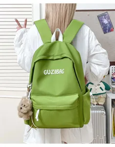 Japanese ins style embroidered backpack for women, Korean style simple casual school bag for girls.