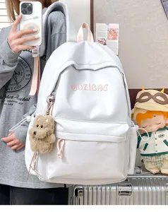 INS style casual embroidered school backpack for women daily casual student book bag