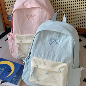 Japanese ins style student backpack for school girls, cute casual daily double shoulder bag