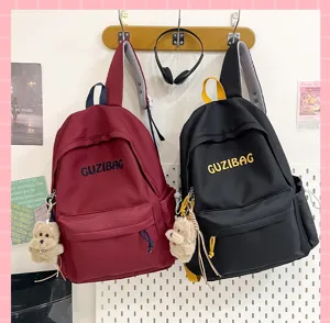 Japanese ins style embroidery backpack simple casual school bag for women and student girls