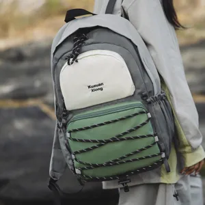 Minimalist Waterproof Nylon Casual Backpack School Bookbag Multi Pocket Travel Daypack For Women And Men