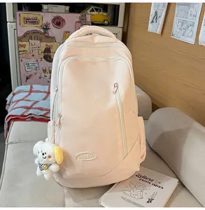 Large capacity pink backpack for women, cute school bag for students, travel rucksack daily use