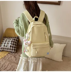 Korean style school backpack for girls candy color lightweight casual daypack for teens