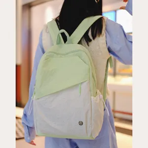 Zaino colorblock stile coreano borsa da viaggio per studenti casual verde chiaro
