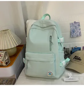 Candy color student schoolbag fresh mint green campus style casual lightweight backpack