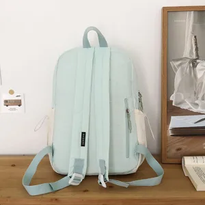 Zaino casual verde menta da donna, borsa scolastica leggera per studenti e viaggi quotidiani.