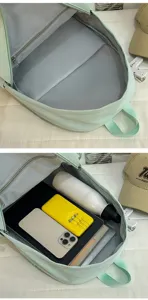 Lightweight candy color school backpack interior detail showing spacious main storage compartment