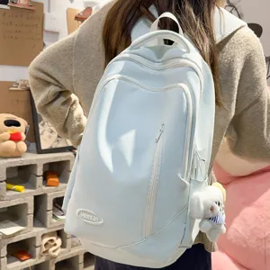 Large capacity casual backpack for women and students stylish school bag with cute pendant