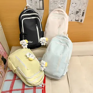 Large capacity student backpack, casual multi-pocket school bag for women and travel.