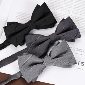 Classic men formal bow tie set black dark grey light grey wedding groom suit neckwear