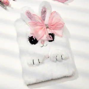 Taccuino in Peluche con Orecchie di Coniglio Cartoon Carino A5 Diario Ragazza Soffice Studente Blocco Note Regalo