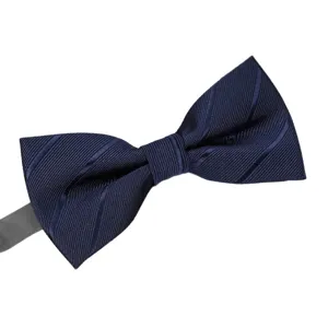 Men's navy blue striped bow tie for formal business wedding suit party wear accessory.