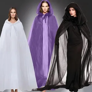 Cape à capuche en tulle Halloween, long manteau multicolore costume de vampire sorcière.