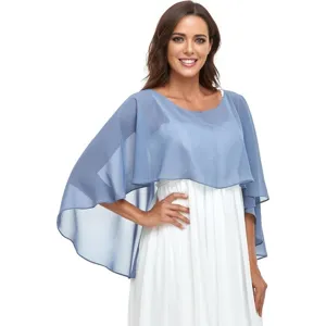 Donna estate leggero chiffon mantella scialle elegante coprispalle per vestito festa