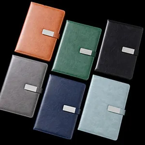 A5 PU leather hardcover notebook with magnetic metal buckle, multiple colors for office business.