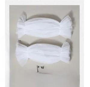 White tulle candy sleeves Lolita dress accessories sheer elastic arm covers for women