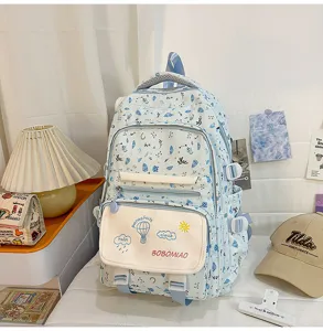 Zaino per la scuola stampato leggero per ragazze, grande borsa da viaggio per studenti.