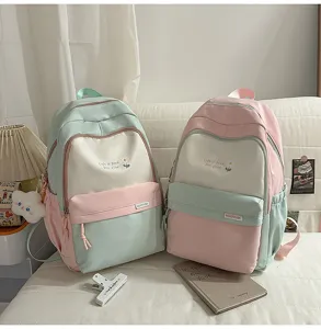 Zaino casual per la scuola da ragazza carino blocco di colore grande capacita moda
