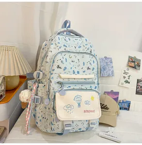 Zaino scolastico leggero grande capacità grazioso zaino da viaggio stampato per ragazze