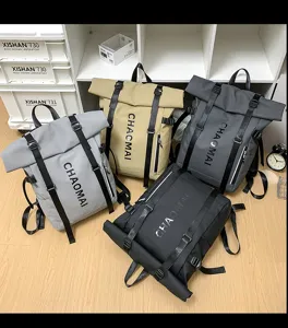 Stylish large capacity multi-color backpack with roll top design for travel and daily campus use.
