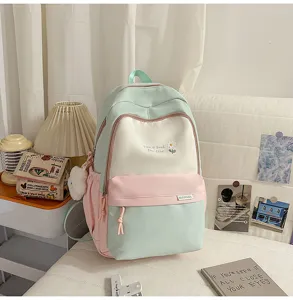 Zaino scolastico casual colorblock per studenti, capiente modello stiloso per la vita quotidiana.