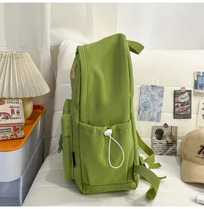 Korean style college student backpack, fashionable large capacity travel school bag for teen girls.