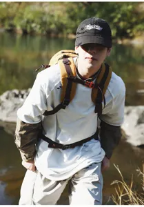 Outdoor hiking backpack detail view with durable straps and large capacity for travel.