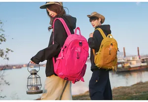 Outdoor hiking backpack with large capacity, durable fabric and comfortable straps for travel and sports.
