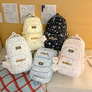 Zaino carino con stampa di stelle per studenti, grande capacità borsa casual per uso quotidiano.