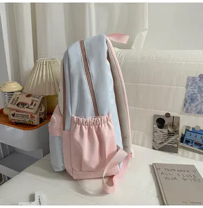 Zaino scolastico pastello blu rosa per ragazze casual carino borsa scuola versatile