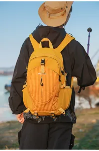Outdoor casual backpack waterproof travel rucksack hiking daypack for men and women yellow