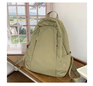 Korean ins style simple solid color casual lightweight canvas backpack for daily use