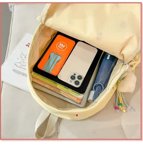 Detail view showing the spacious interior and capacity of this casual Korean style school backpack.