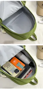 Korean style casual canvas school backpack with large capacity for students daily use
