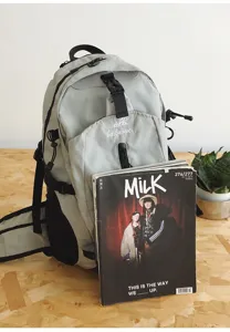Grey outdoor hiking backpack for travel, lightweight and durable daypack for sports and trekking.