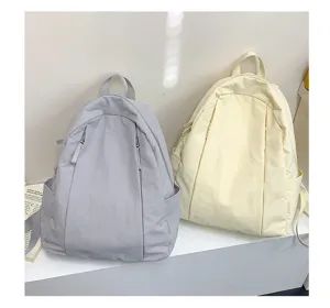 Casual solid color backpack for women, Korean style lightweight school bag, travel daypack