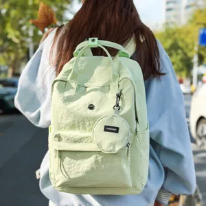 Wasserdichter Nylon Studenten Rucksack in Einfarbigem Design Mit Geräumigem Hauptfach Und Passender Geldbörse Für Den Alltag Und Reise