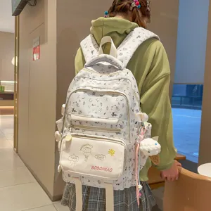 Grande zaino scolastico per ragazze con stampa elegante e tasche multiple per viaggi