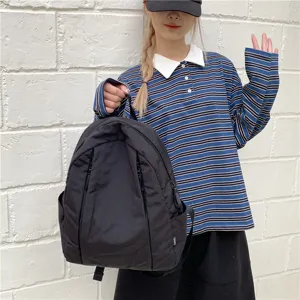 Casual black backpack for women and students daily use stylish minimalist travel school book bag