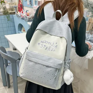 Zaino patchwork in stile giapponese con motivo a stelle, borsa scolastica casual per donne.