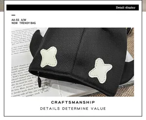 Japanese style black canvas shoulder bag niche trendy design daily casual travel crossbody bag