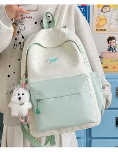 Japanese cute sweet school backpack for students, stylish casual aesthetic travel daypack.